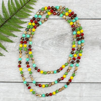 Moody Multi Colored Beaded 60 inch Necklace