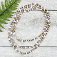 Taupe Multi 60 inch Beaded Necklace